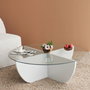 Hanah Home Lily - Mesa de centro blanca con cristal templado